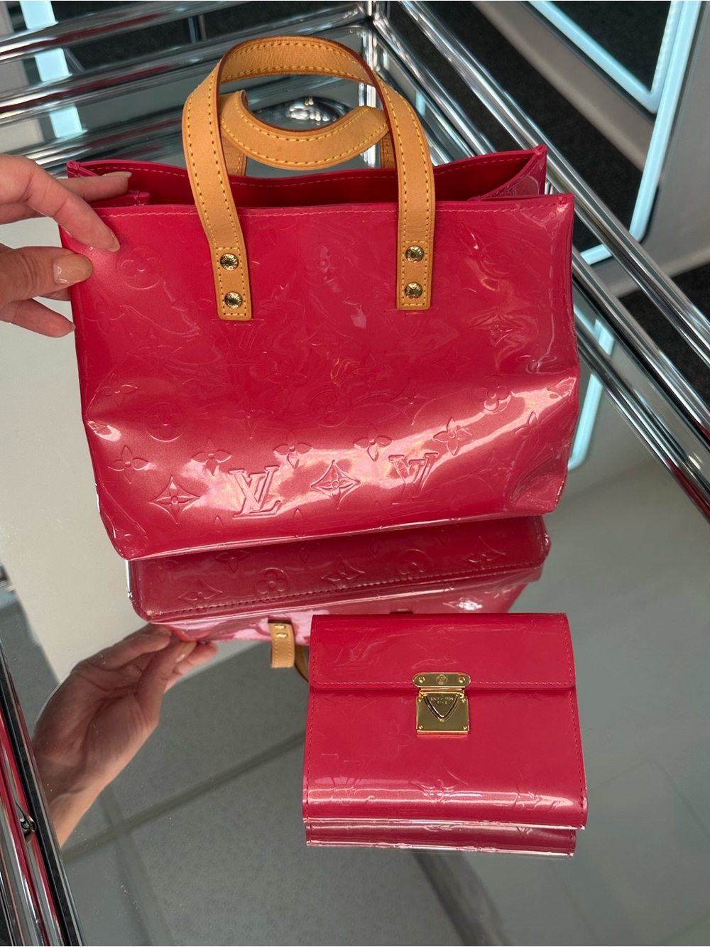 Louis Vuitton Framboise Vernis Purse and Wallet Set